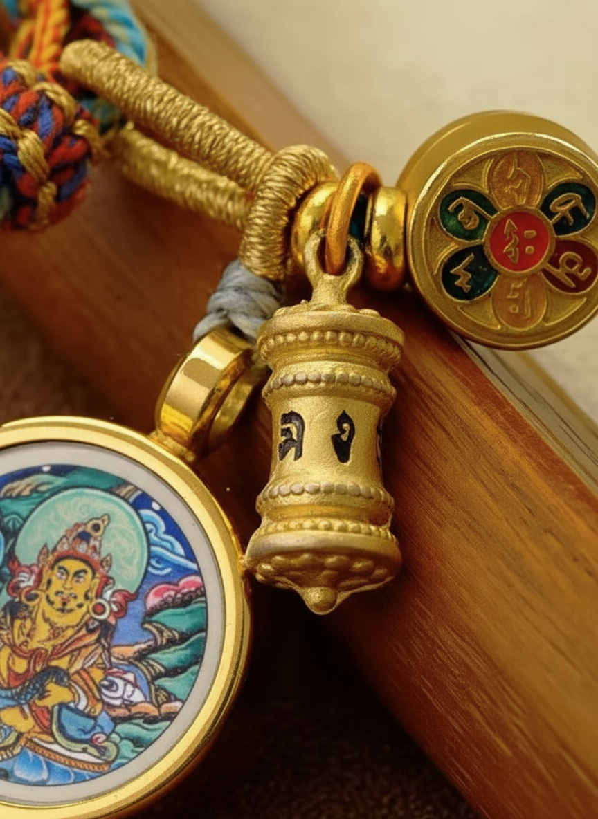 HimalayLumen Yellow Jambhala Thangka Tibetan-style Prosperity Peace Buckle‌ handmade Bracelet