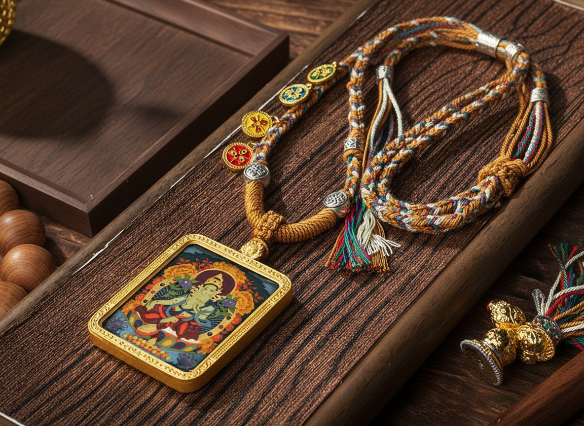 HimalayLumen Tibetan Handmade Green Tara Thangka Necklace‌