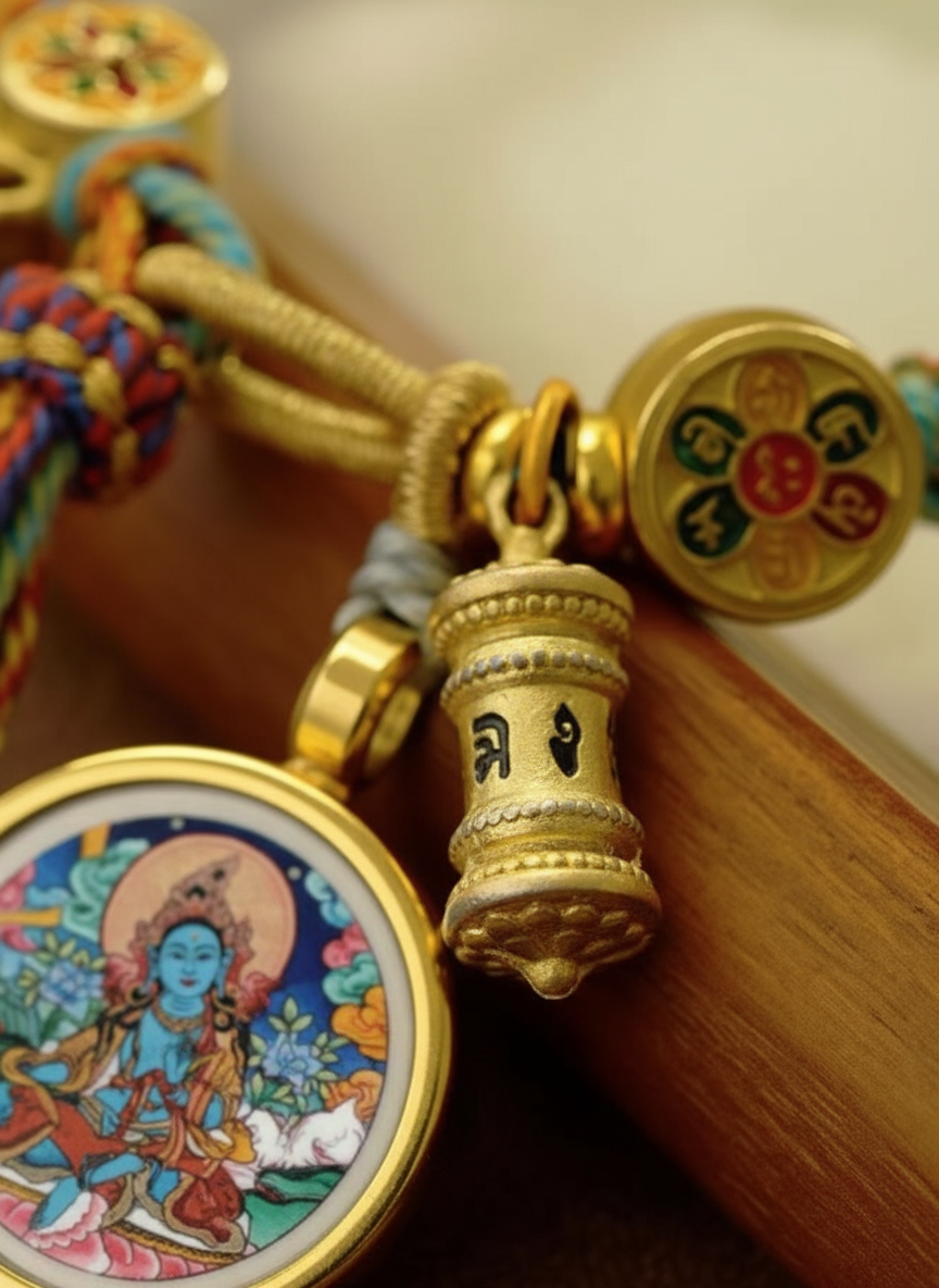 HimalayLumen Green Tara‌ Thangka Tibetan-style Prosperity Peace Buckle‌ handmade Bracelet