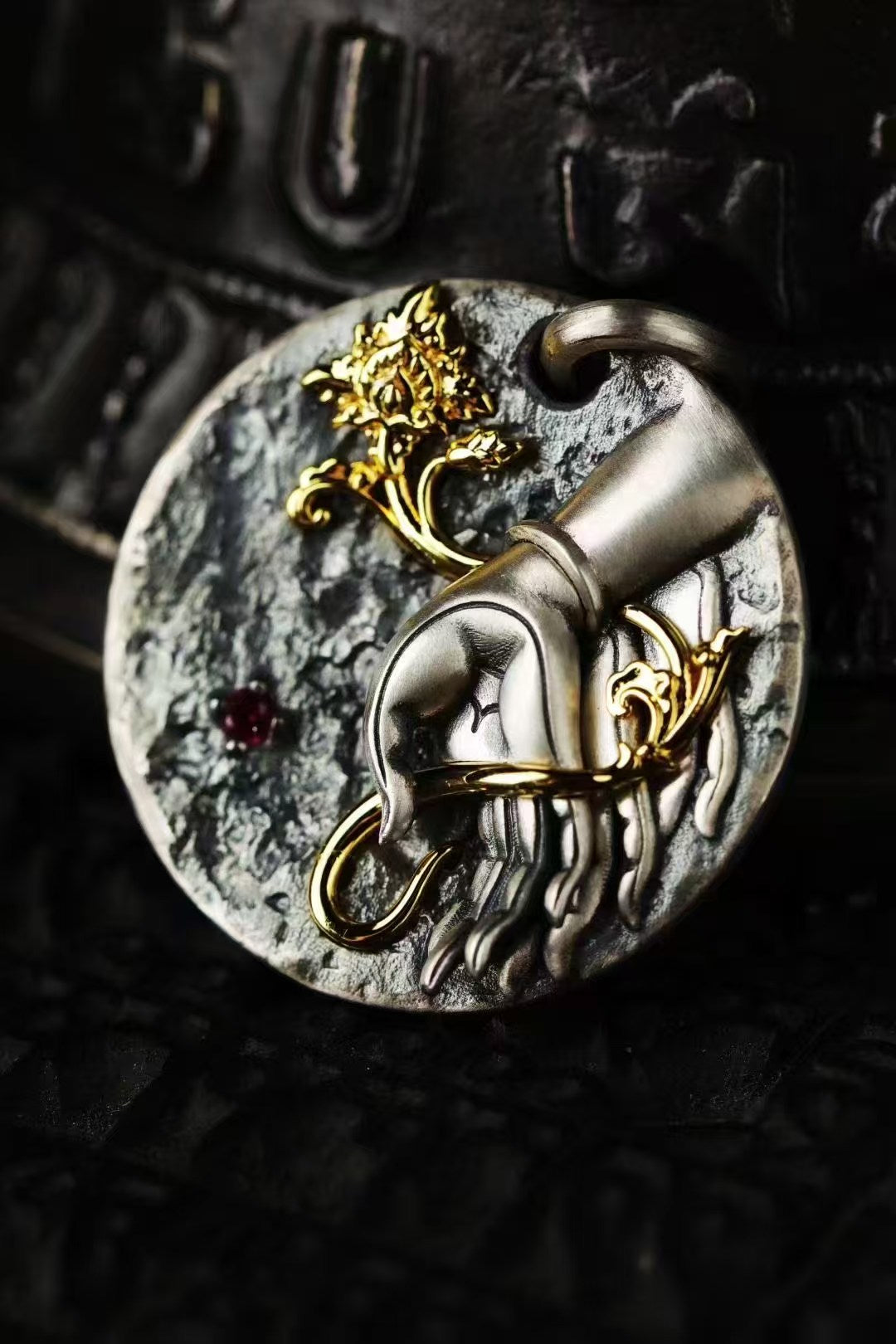 HimalayLumen Buddhist Vajra & Buddha Hand 925 Sterling Silver Handmade Pendant