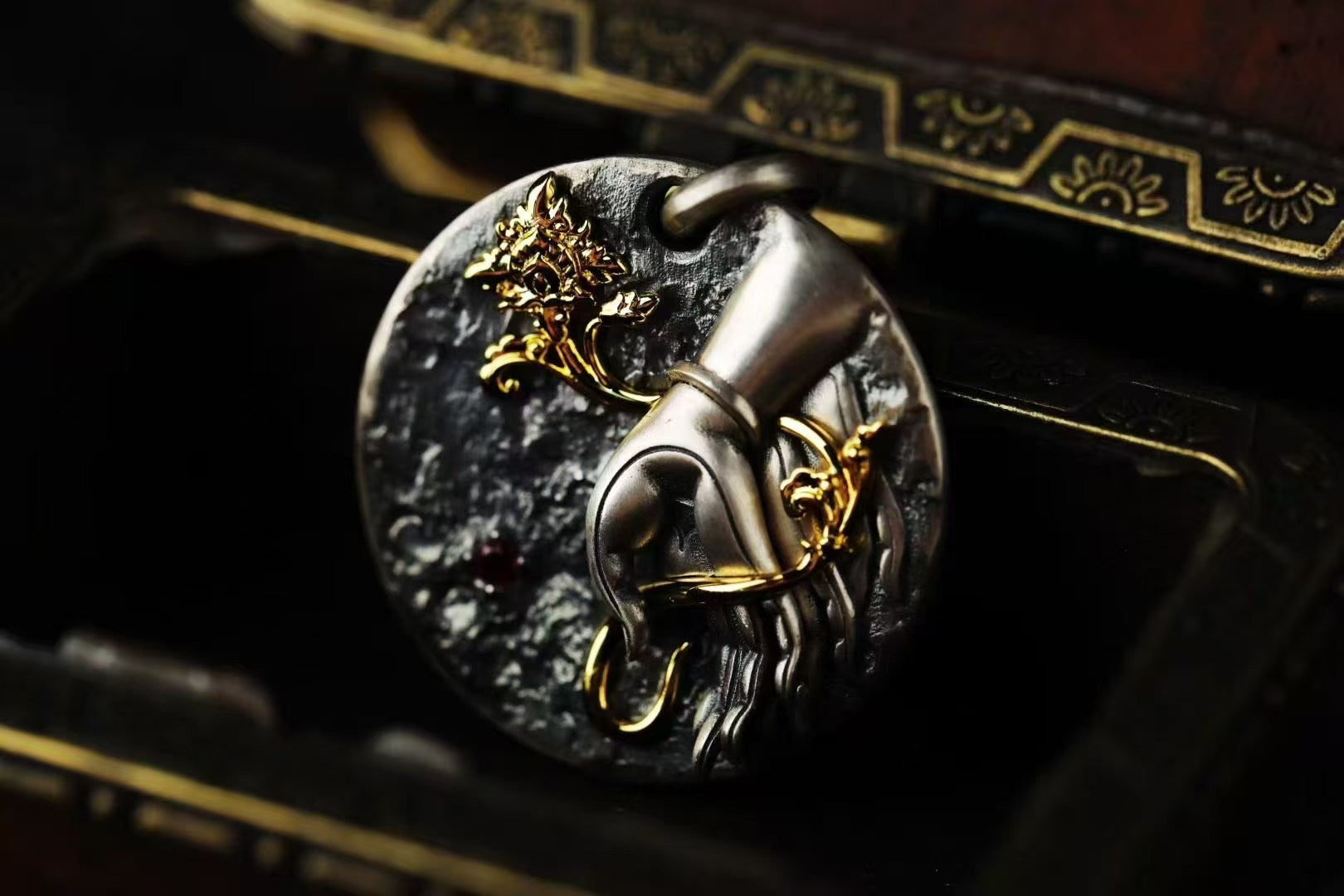 HimalayLumen Buddhist Vajra & Buddha Hand 925 Sterling Silver Handmade Pendant