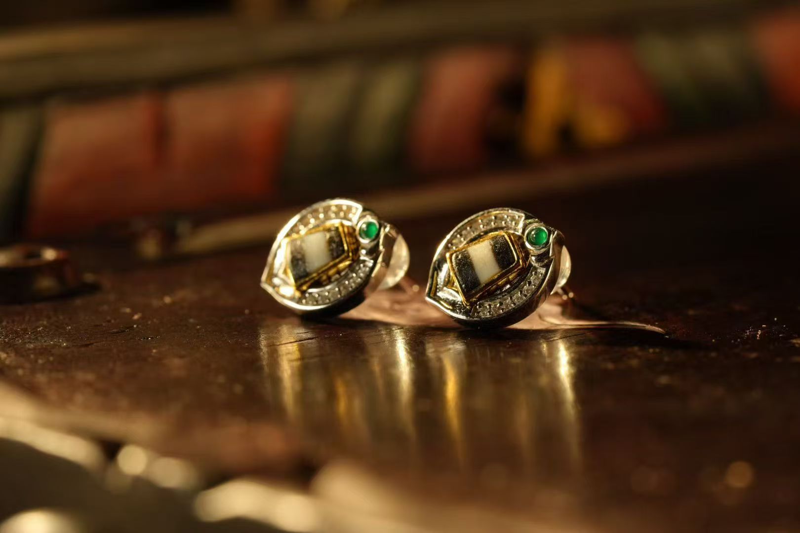 HimalayLumen925 Silver Tibetan Dzi Bead Earrings