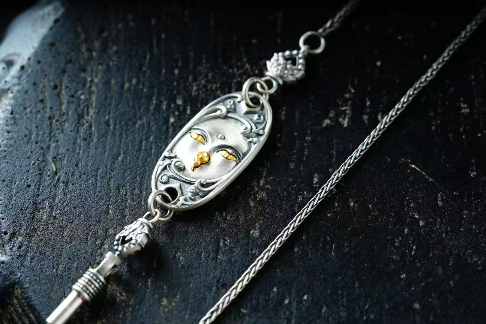 HimalayLumen 925 Sterling Silver Green Tara Chain