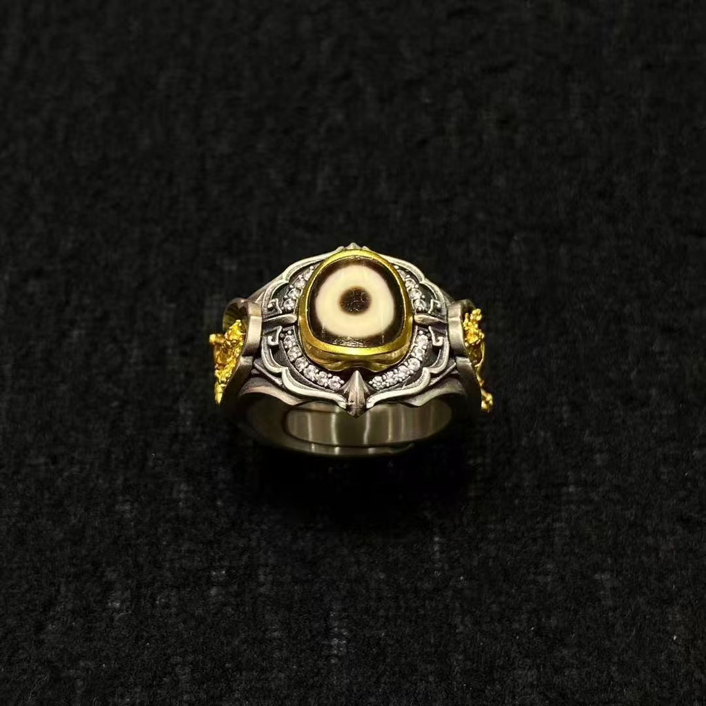 HimalayLumen Hand - Carved 925 Sterling Silver Green Tara Ring