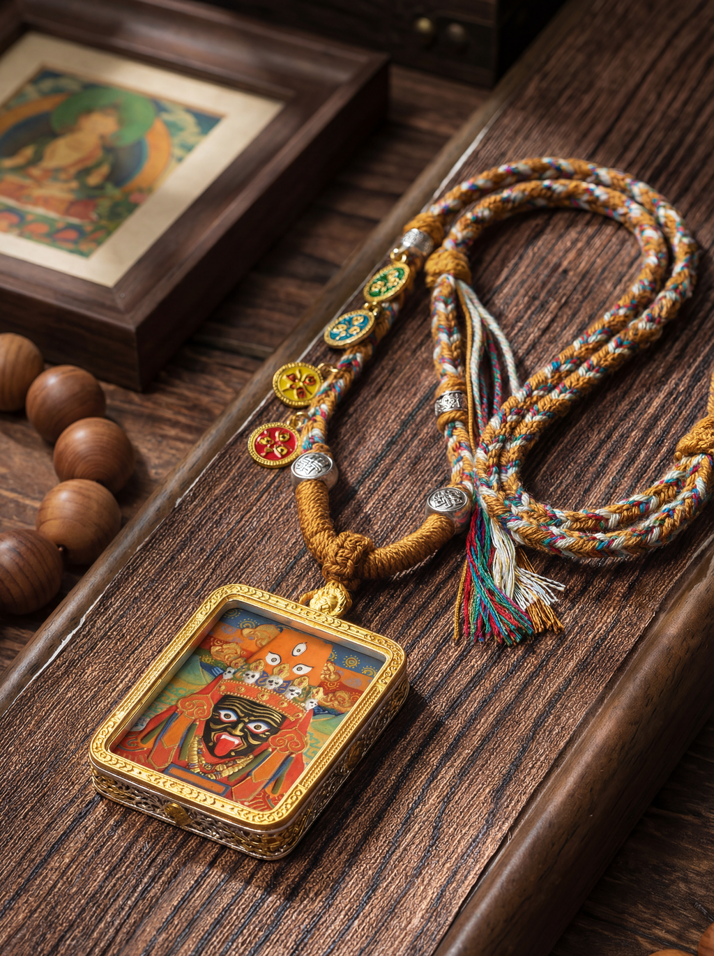 HimalayLumen Tibetan Handmade White Tara Thangka Necklace‌