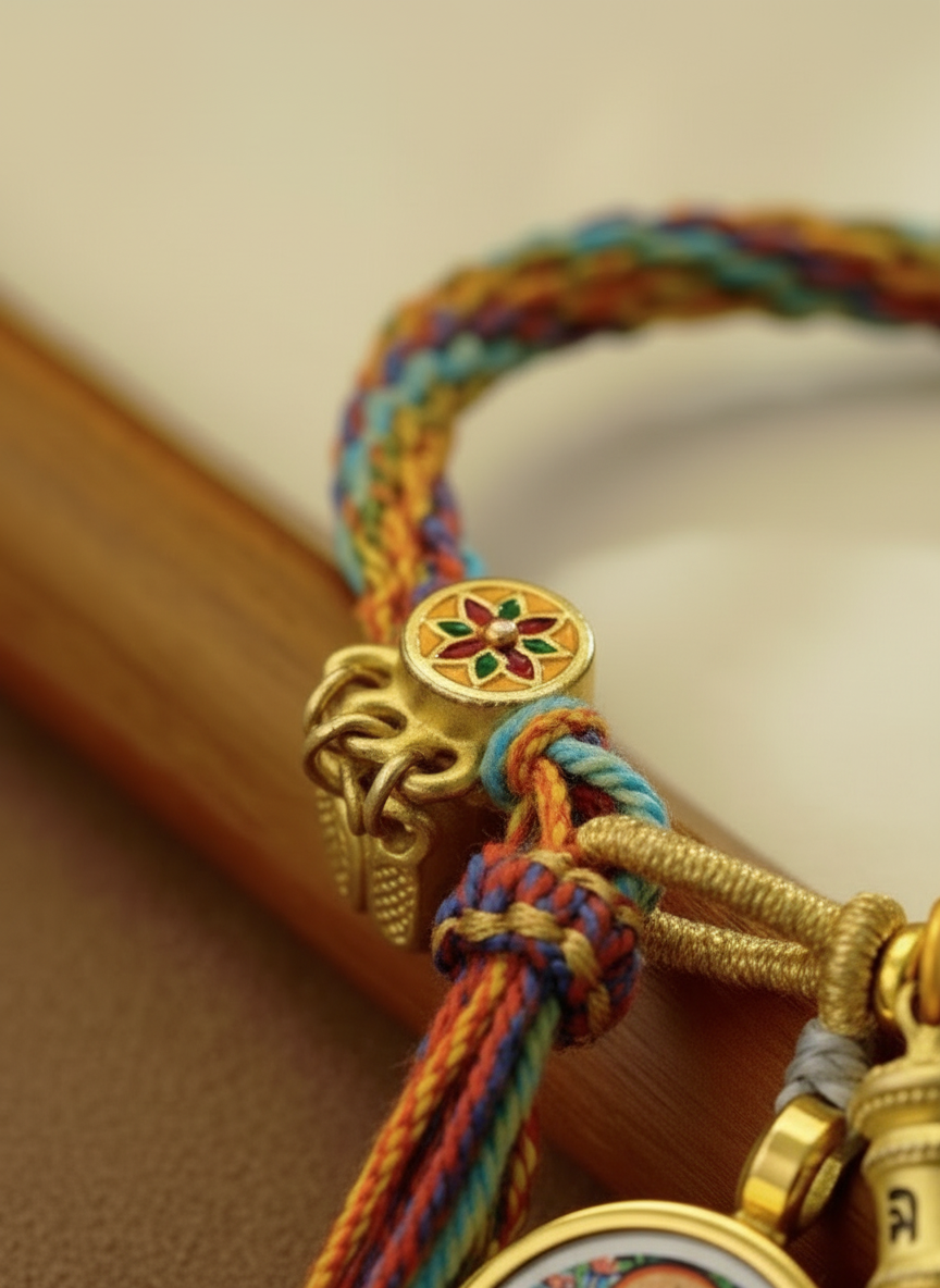 HimalayLumen Medicine Buddha Thangka Tibetan-style Wealth&Peacefull handmade Bracelet