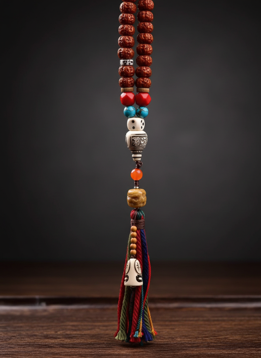 HimalayLumen 108-Bead Rudraksha Mala Neclace,Tibetan Style