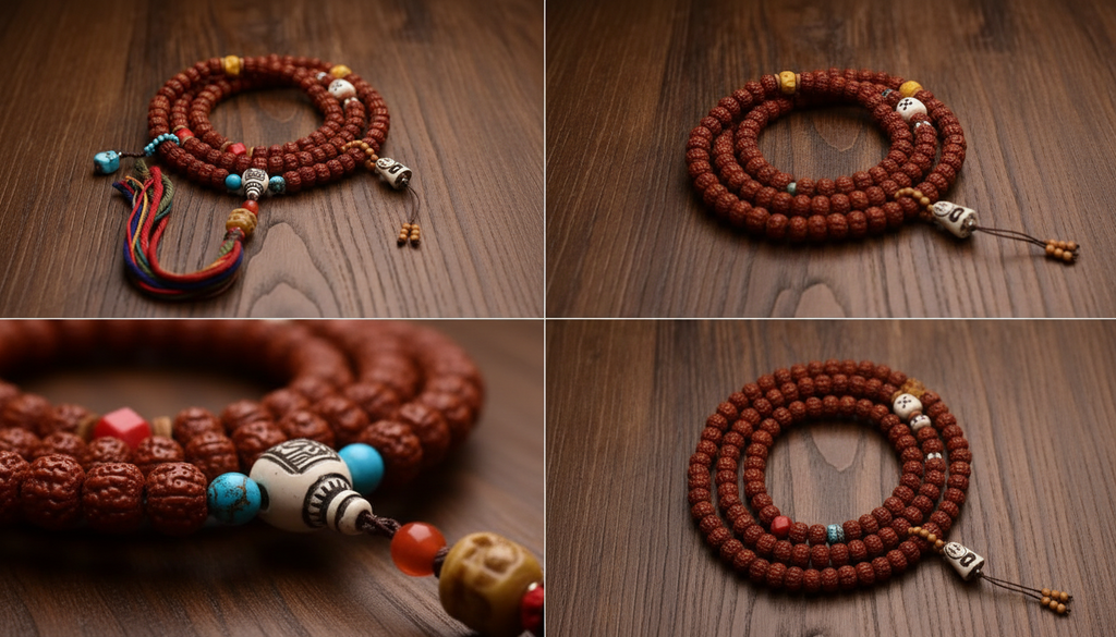 HimalayLumen 108-Bead Rudraksha Mala Neclace,Tibetan Style