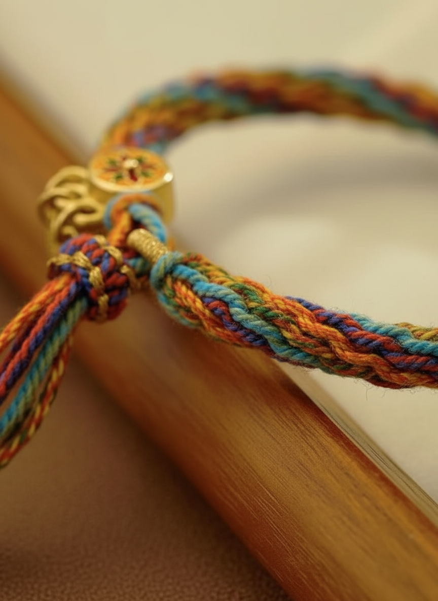 HimalayLumen Yellow Jambhala Thangka Tibetan-style Prosperity Peace Buckle‌ handmade Bracelet