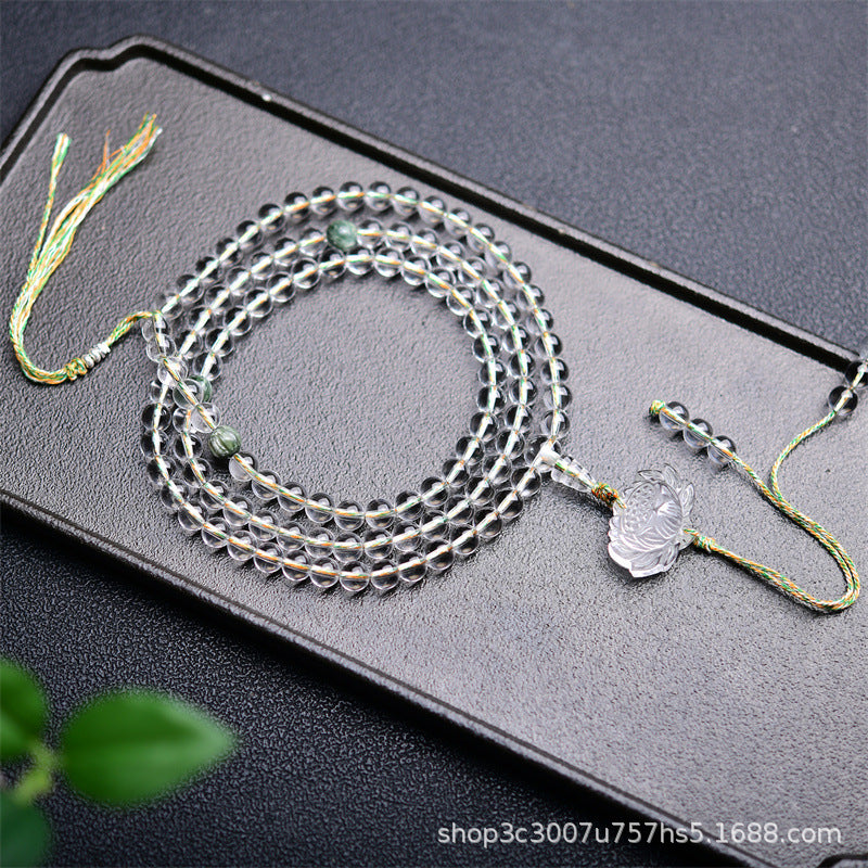 HimalayLumen Natural White Crystal 108 - bead Mala Bracelet