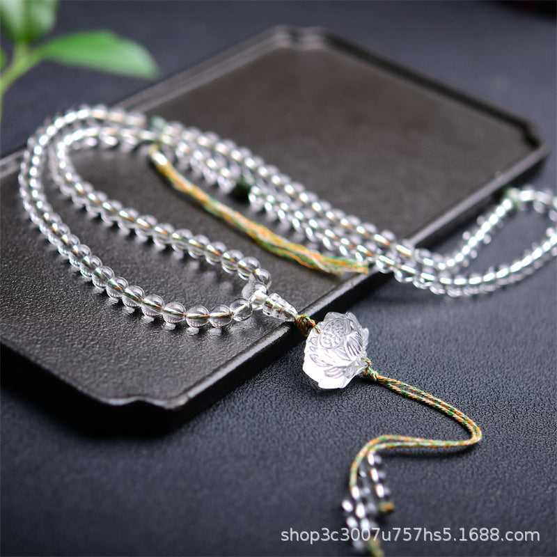 HimalayLumen Natural White Crystal 108 - bead Mala Bracelet