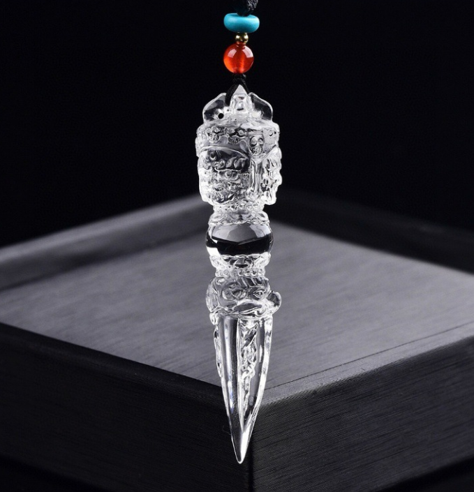 HimalayLumen PHURBA VAJRA protective energy clear crystal pendants