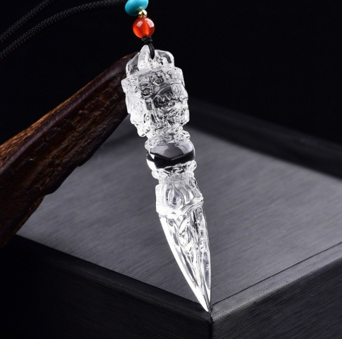HimalayLumen PHURBA VAJRA protective energy clear crystal pendants