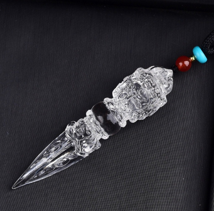 HimalayLumen PHURBA VAJRA protective energy clear crystal pendants