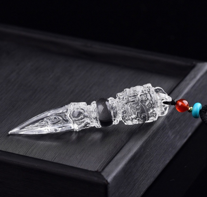 HimalayLumen PHURBA VAJRA protective energy clear crystal pendants