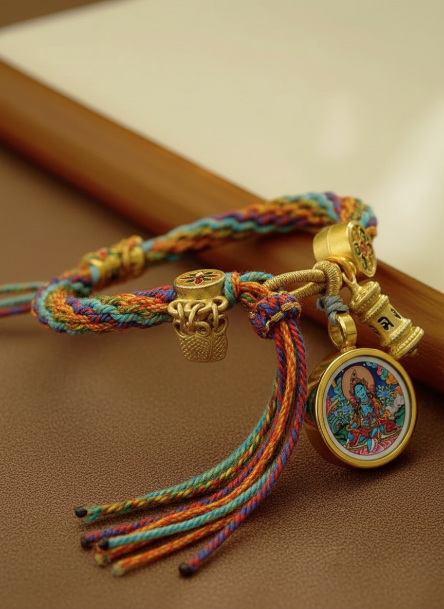 HimalayLumen Green Tara‌ Thangka Tibetan-style Prosperity Peace Buckle‌ handmade Bracelet