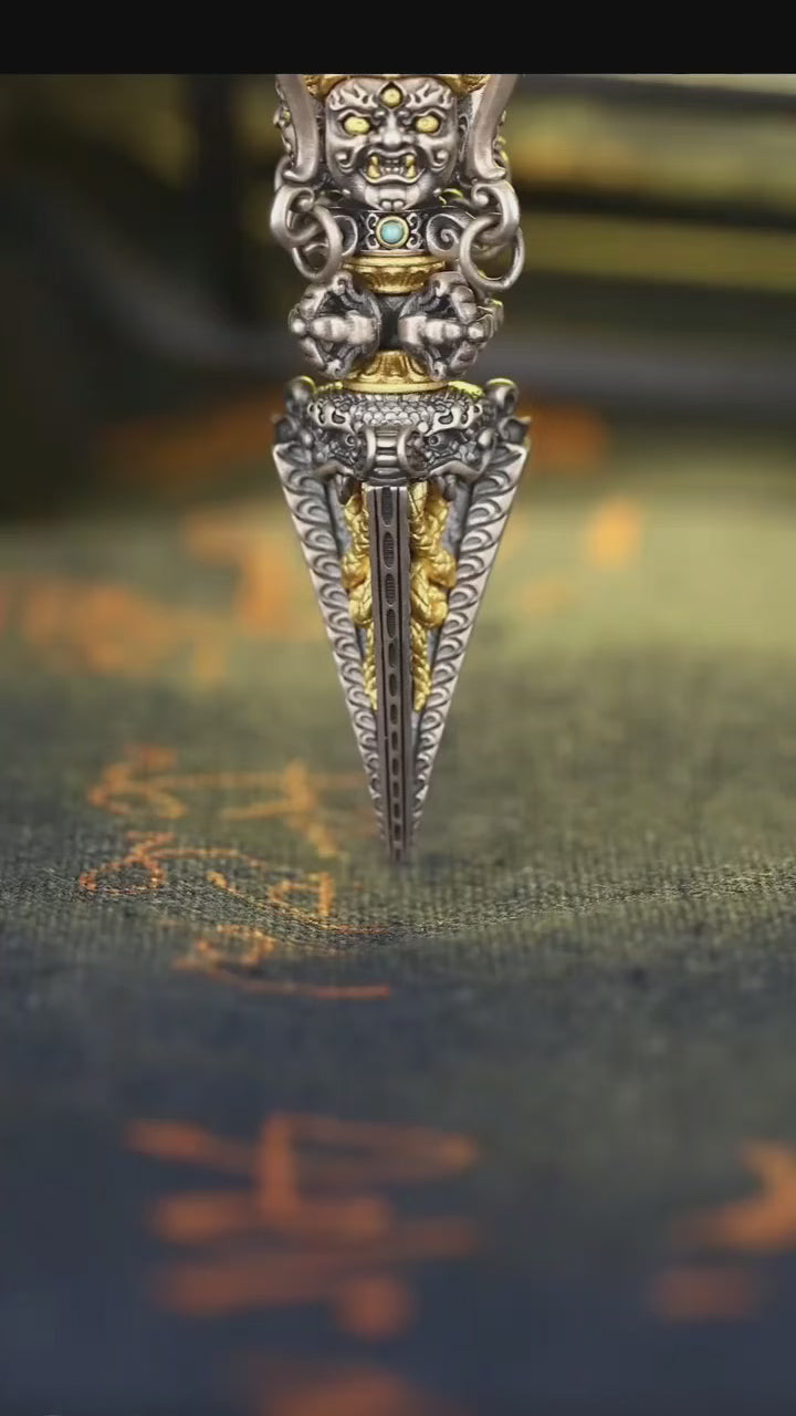 HimalayLumen Phurba Dagger Pendant-Tibetan Ritual Dagger for Protection