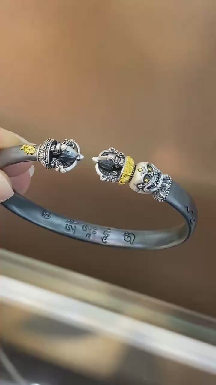 HimalayLumen Skull Vajra Handmade 925 Silver Bracelet